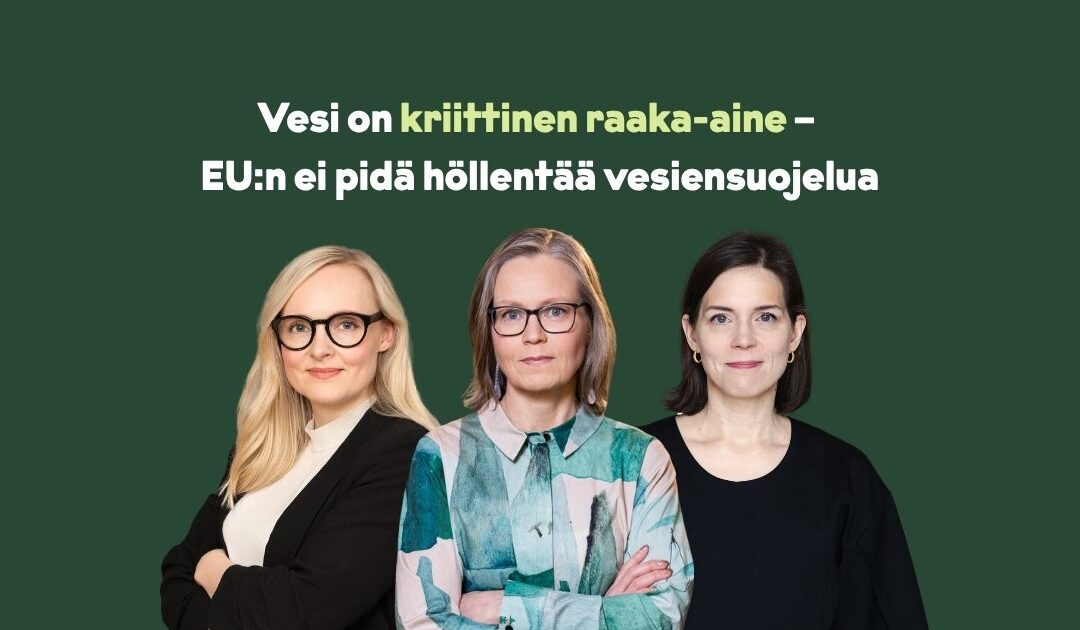Vesi on kriittinen raaka-aine – EU:n ei pidä höllentää vesipuitedirektiiviä